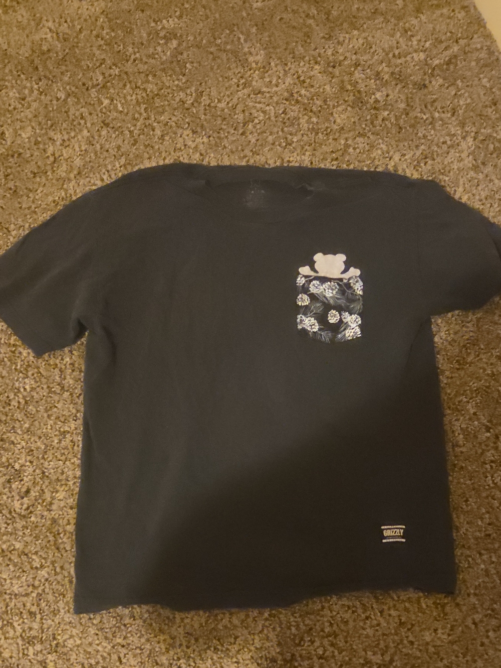 Grizzly Griptape Floral Paisley Bear Logo Pocket Tee LARGE